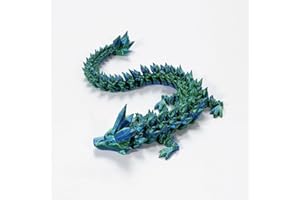 TWWKDD 3D Printed Dragon in Egg, 12" Articulated Crystal Dragon, Crystal Dragon Fidget Toy for Adult, 3D Prited Dragon, Home Office Decor Executive Desk Toys(12In Laser Green Dragon)