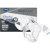 MoliCare Premium Elastic 10D Brief with Tabs, Medium, 56 Ct, 165672 | 14 ct/bag, 4 bags/case; heavy-severe absorbency; pH 5.5 formula; waist 33-47in