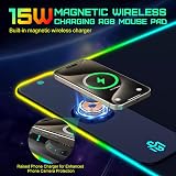 GIM 15W Wireless Charging RGB Gaming Mouse Pad 900x400x4MM Non-Slip Black Max view 2