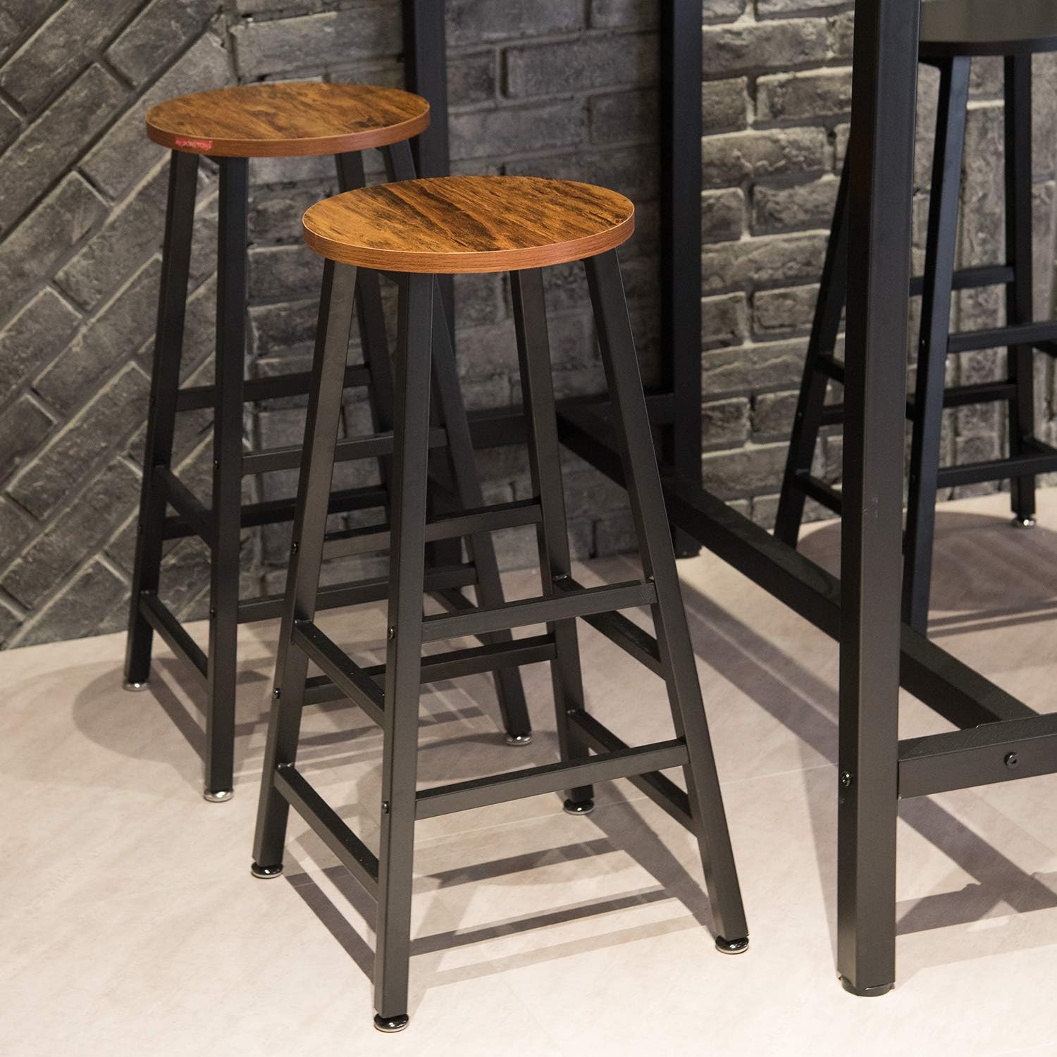 Mr IRONSTONE Pub Height Bar Stools Set of 2, Rustic Brown Bar Stool, 27.7" Pub Dining Height Stools Bistro Vintage Table Chairs (Indoor USE ONLY): Kitchen & Dining