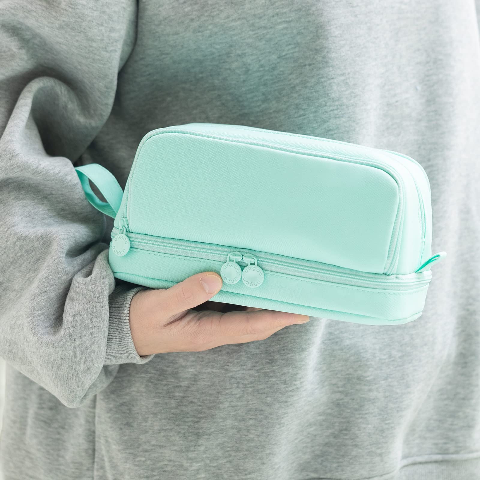 CICIMELON Large Capacity Pen Pencil Case with 4 Compartments, Multi-Slot Pencil Pouch Bag Aesthetic School Supplies Organizer for Teens Adults (Mint Green)