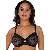 Curvy Couture Womens No Show Lace Unlined Underwire Bra