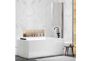 HTLOTUS Shower Frameless Glass Door for Bathtub, 30”×55” Hinged Tub Shower Screen, Tempered Glass Tub Door, Chrome Pivot Bathroom Shower Door Panel