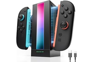 JSAUX EnergyFlow Charging Dock for Nintendo Switch 2 Joy Con Controllers, 4-in-1 RGB One-Touch Charger Station LED Indicator,
