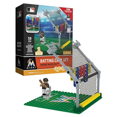 Oyo Sportstoys MLB Miami Marlins Baseball Batting Cage Playset Minifigure, Small, White