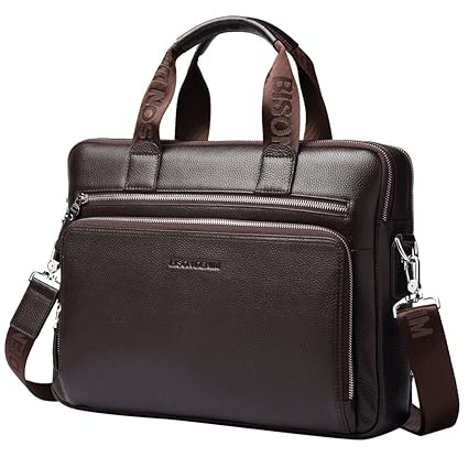 BISON DENIM Herren klassische echtes Leder Aktenkoffer Laptop Schulter Messenger Bag Business Tote