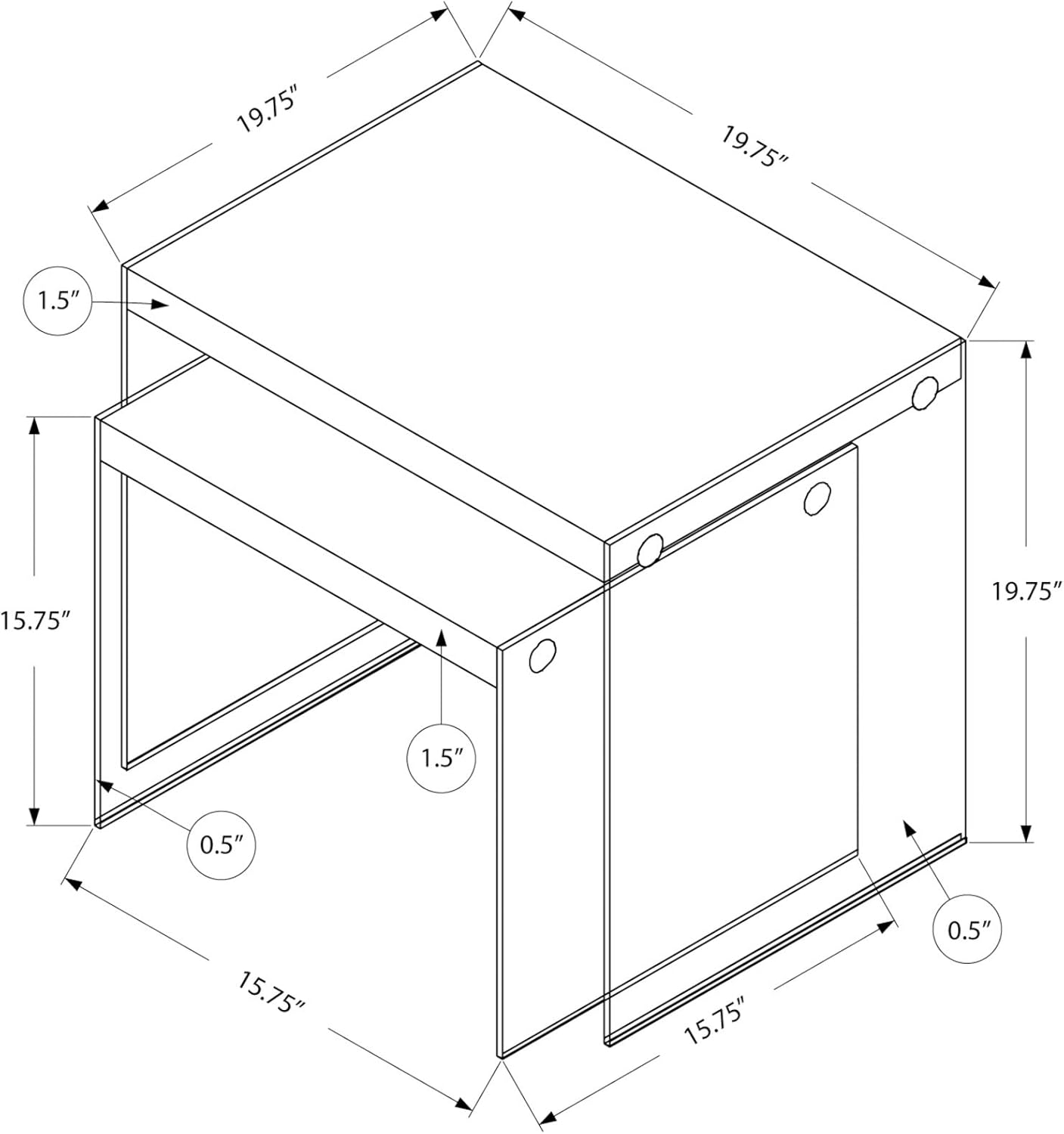 Monarch Specialties ,Nesting Table, Tempered Glass, Glossy White: Furniture & Decor