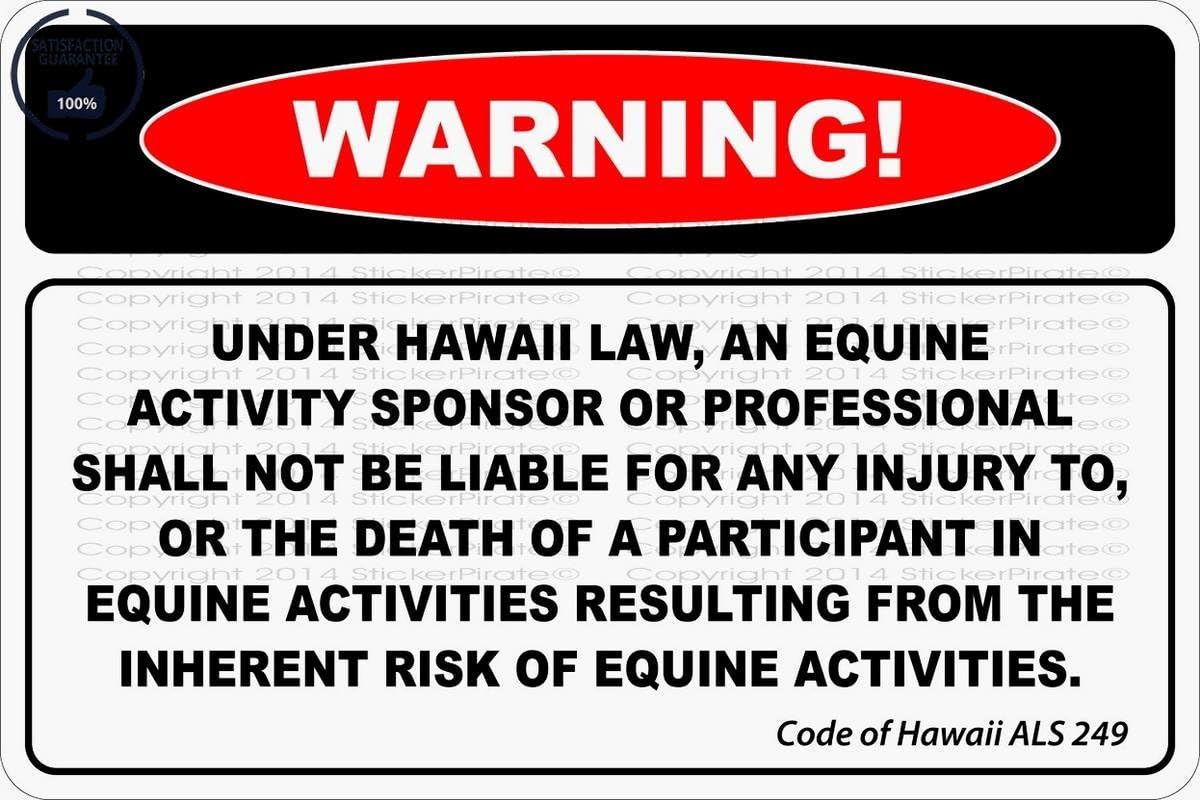 Warning Under Hawaii Law. 8"x12" Aluminum Metal Plate Gift