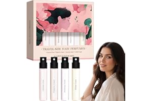 Travel Size Hair Perfume Spray Set for Women, 4 x 0.05 Fl Oz Long Lasting Fresh Scent, Mini Deodorizing Hair Mist, Portable Fragrance Gift Set