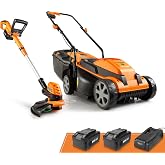 LawnMaster 20VMWGT 24V Max 13'' Lawn Mower &amp; 10'' Grass Trimmer Combo | 2x4.0Ah Batteries, Charger