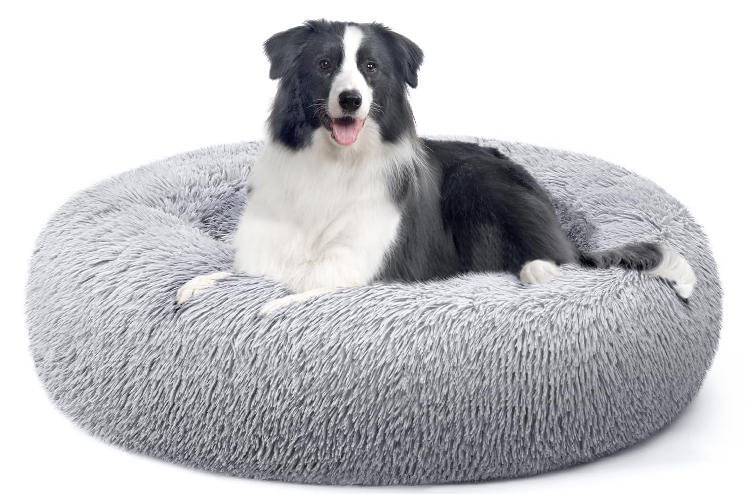 YOJOGEE Donut Calming Dog Bed for Medium Large Small Dogs Cats, Fluffy Anti Anxiety Dog Beds Washable Puppy Bed Plush Non-Slip Cuddler Warming Faux Fur Pet Bed