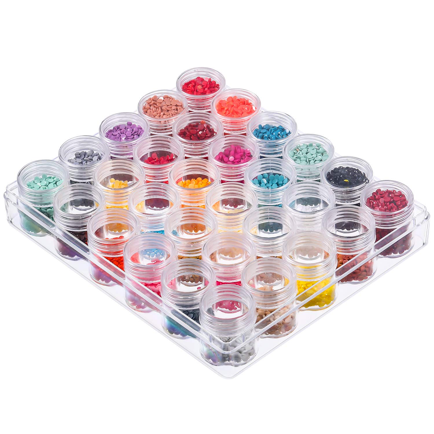 Blulu Diamond Painting Storage Containers Clear Plastic Bead Containers Set Storage Jars Diamond Painting Accessory Box for DIY(1.15 x 1 Inch)