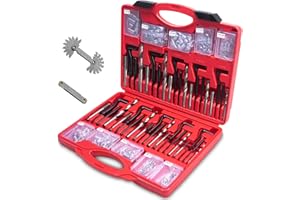 DJYIYEW Helicoil Thread Repair Kit 262 Pc Metric & SAE Helicoil Repair Kit Includes M5 M6 M8 M10 M12 1/4" 5/16" 3/8" 7/16" 1/2" Kit with Thread Gauge