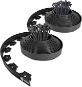 VOUNOT Lawn Edging 20m Kit with 60 Pegs 4mm Thick Black Garden Border