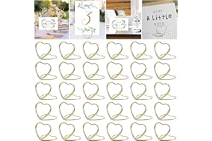 YIYIW 32Pcs Table Number Holders, Photo Clip Holders for Tables, Heart Shaped Mini Place Card Holders for Wedding, Birthday, 