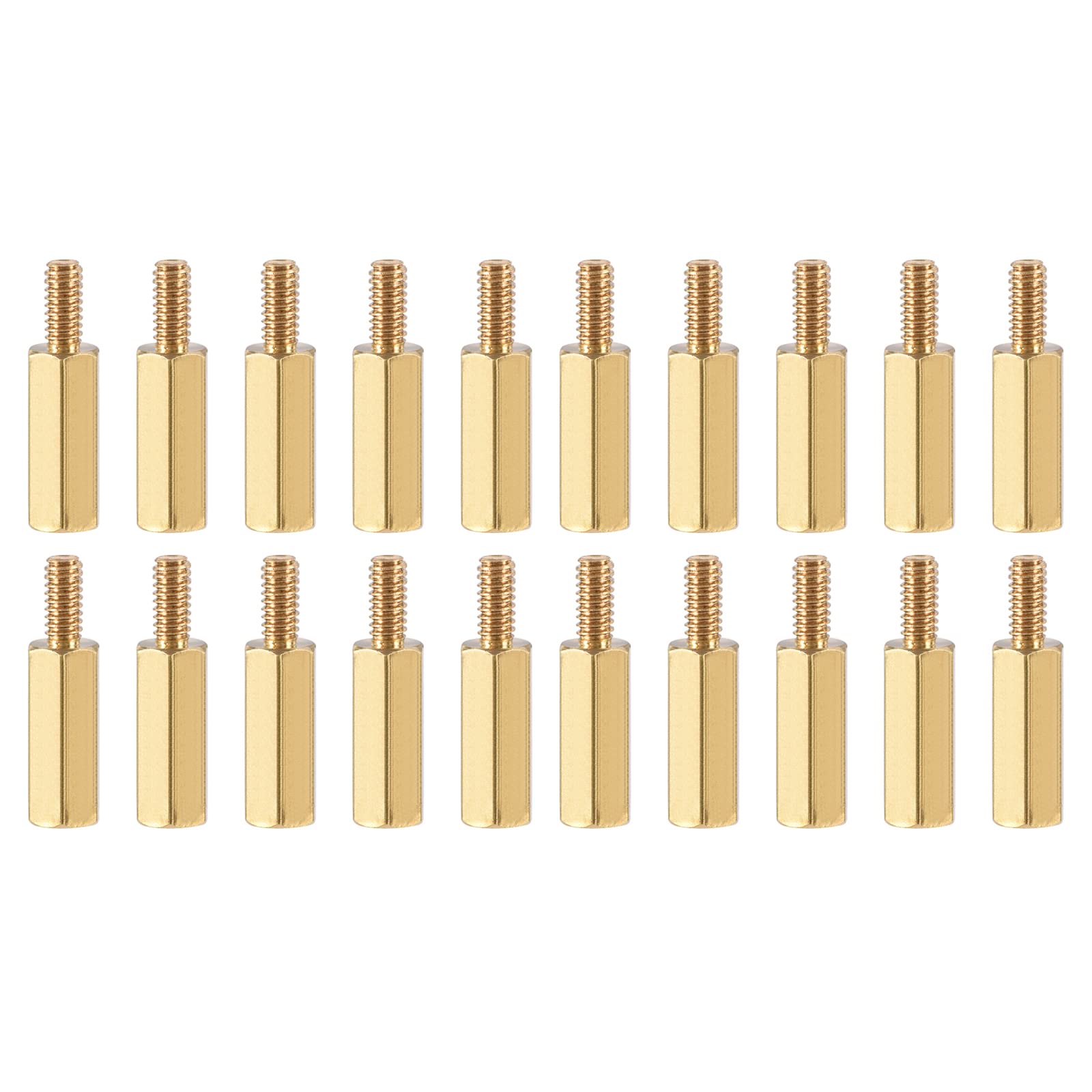 YOKIVE 20 Pcs M2.5 Standoff Screws, Brass Hex PCB Standoffs, Keep Height Consistent, Great for Motherboard (Gold Tone, 12mm+6mm)