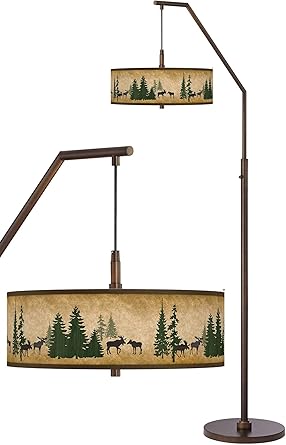 Moose Lodge Bronze Downbridge Arc Floor Lamp Giclee Glow