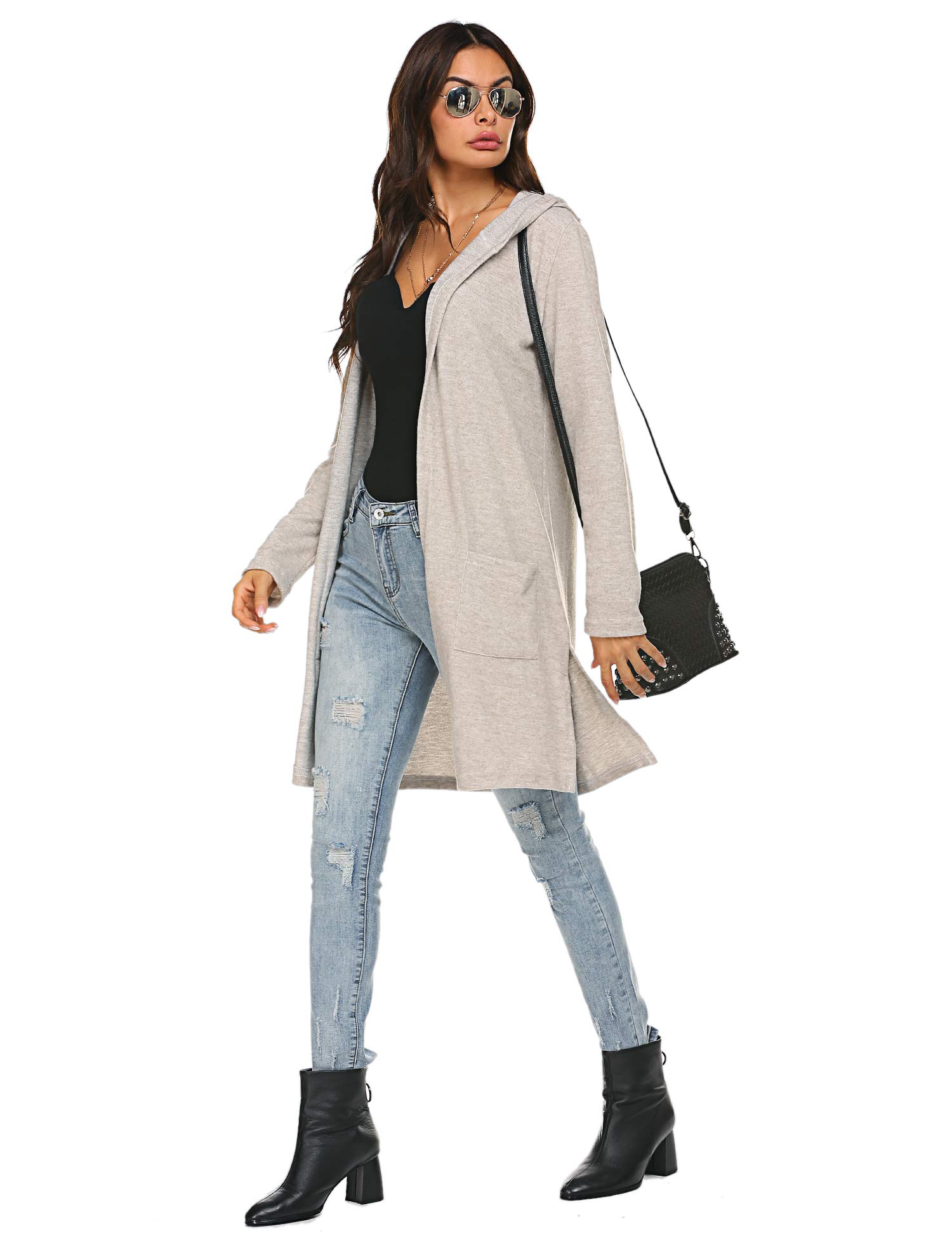 Women\'s Cardigan Midi Long Open Front Knit Full Sleeve Thick Sweater Warm Coat Sterling,S