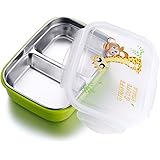 Stainless Steel Lunch Box for kids adults,Food Storage Container,Bento Boxes,Meal Prep,BPA free （medium green 2 compartments）