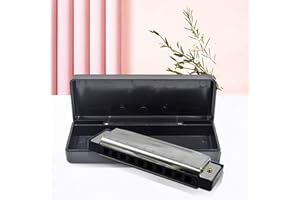 Harmonica C, Blues Harmonica Key of C 10 Hole Blues Diatonic Harmonica for Beginner Kids Students Adults Gift with Hard Case 