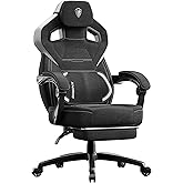 Dowinx Fabric Gaming Chair with Footrest, Big and Tall Ergonomic Gamer Chair with Lumbar Support, Wide Back Computer Chair for Heavy People, Black
