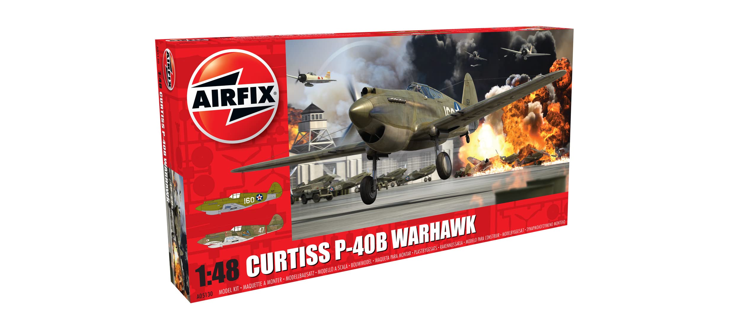 Airfix Model Set - A05130A Curtiss P-40B Warhawk Model Building Kit - Plastic Model Plane Kits for Adults & Children 8+, Set Includes Sprues & Decals - 1:35 Scale Model