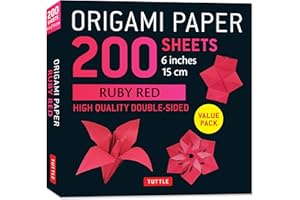 Origami Paper 200 sheets Ruby Red 6: Solid Red Double-Sided Origami Sheets with Instructions for 10 Projects