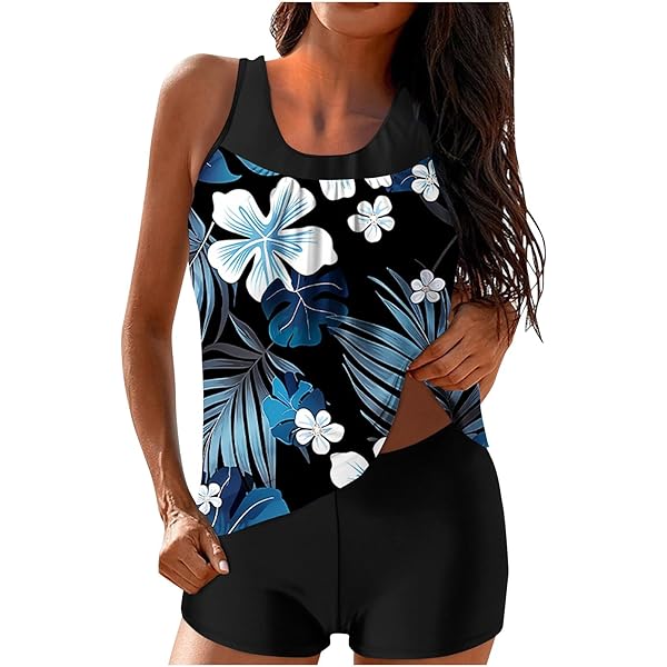 Modest Two Piece Tankini Swimsuit With Tummy Control UK