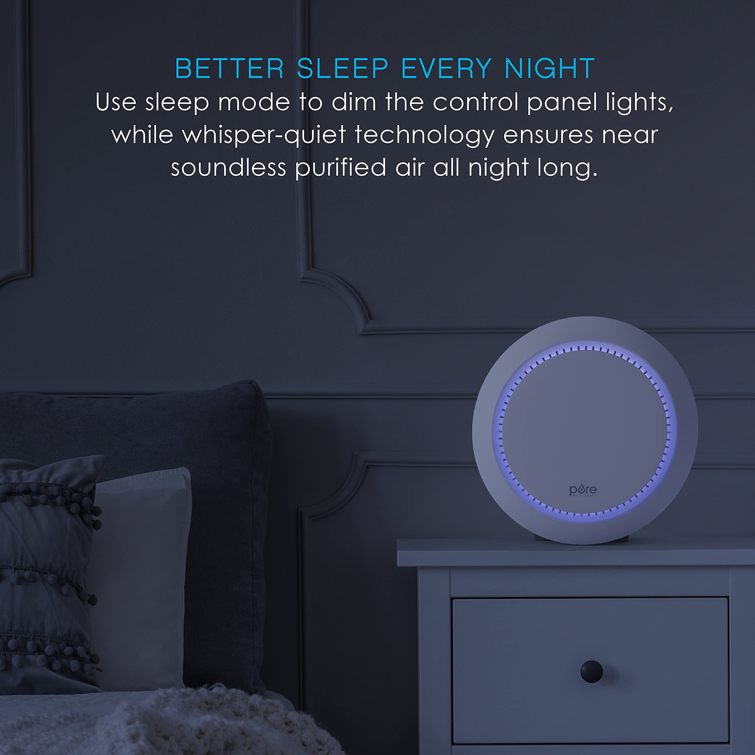 Pure Enrichment PureZone Halo Medium Room Air Purifier, 2 Stage Filtration, Purifies Air of Smoke, Pollen, Dust, and Pet Hair - Easily Fits on Tables, Desks, and Nightstands (White)
