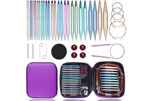 Yarniss 13 Pair Circular Knitting Needle Set 3.0~10.0mm, Interchangeable Aluminum Knitting Needles with Case