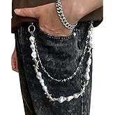 POCNBOAN Wallet Chain Pants Chain,Skull Pocket Jean Trousers Belt Waist Biker Chain Keychain Goth Accessories for Women Men
