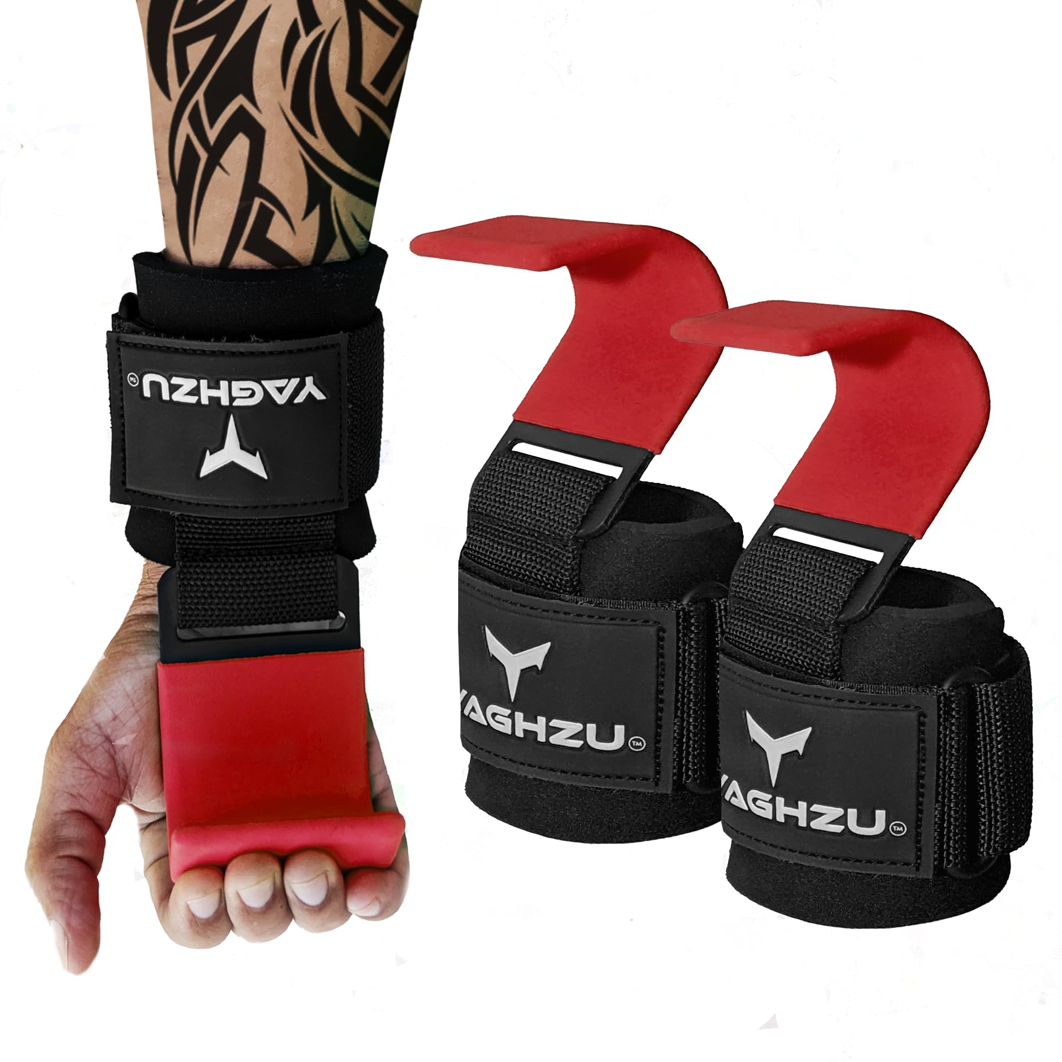 Photo 1 of YAGHZU Weight Lifting Hooks, Padded Weight Lifting Straps Wrist Straps for Men and Women, Premium Deadlift Straps for Weightlifting and Powerlifting, Weight Lifting Gloves for Pull Ups