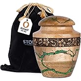Handcrafted Wooden Cremation Urn for Ashes with Green Resin Thunderstorm Design & Artistic Bail – Memorial, Burial Urns for Female, Male and Child – Human Ashes Urn - Small (20lbs)