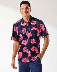 Hot Pink Hawaiian Shirts for Men Short Sleeve Aloha