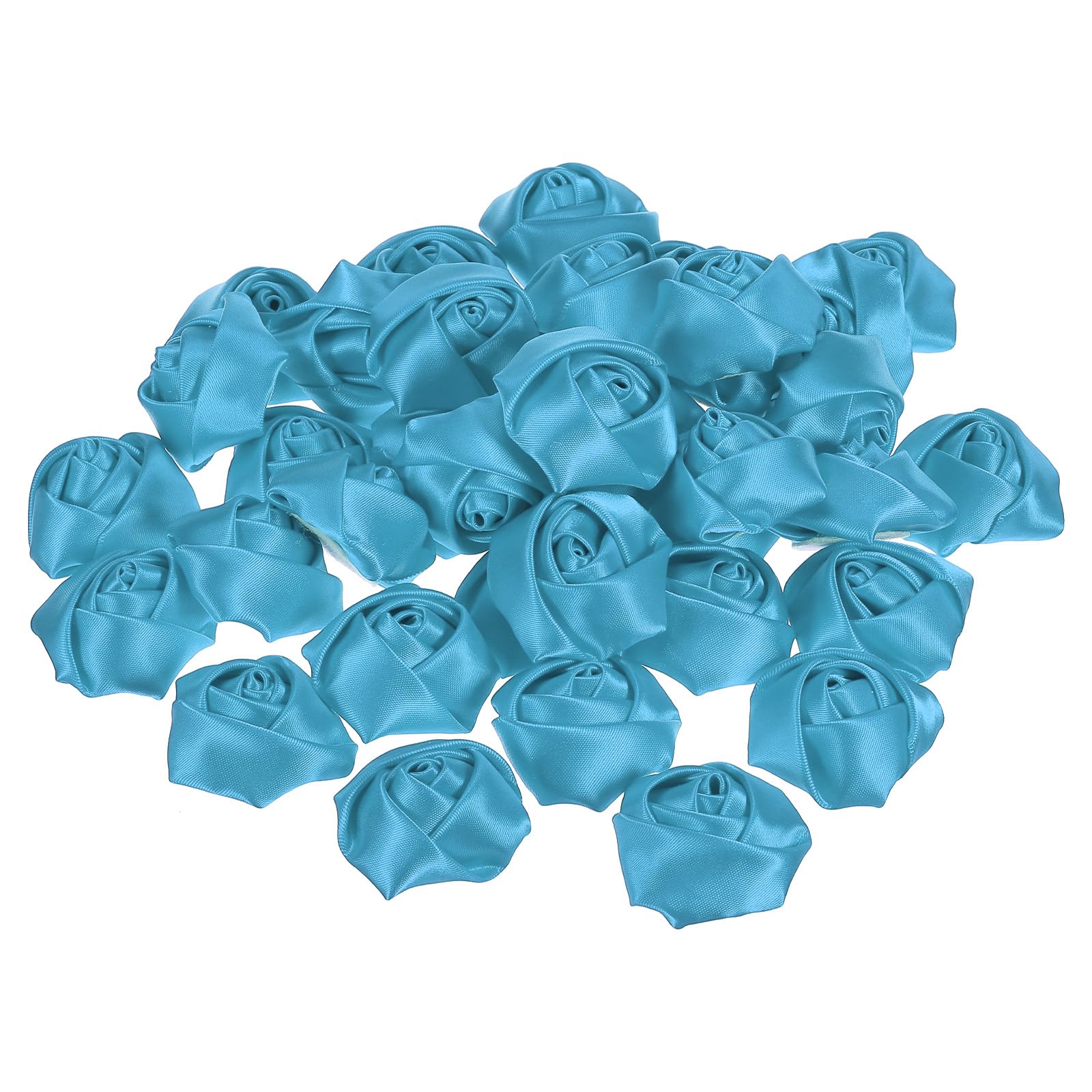 PATIKIL 1.6" Satin Ribbon Roses, 20 Pack Artificial Flowers Roses Heads Handmade Fake Flowers Fabric Flowers for Crafts Wedding Bouquet, Blue