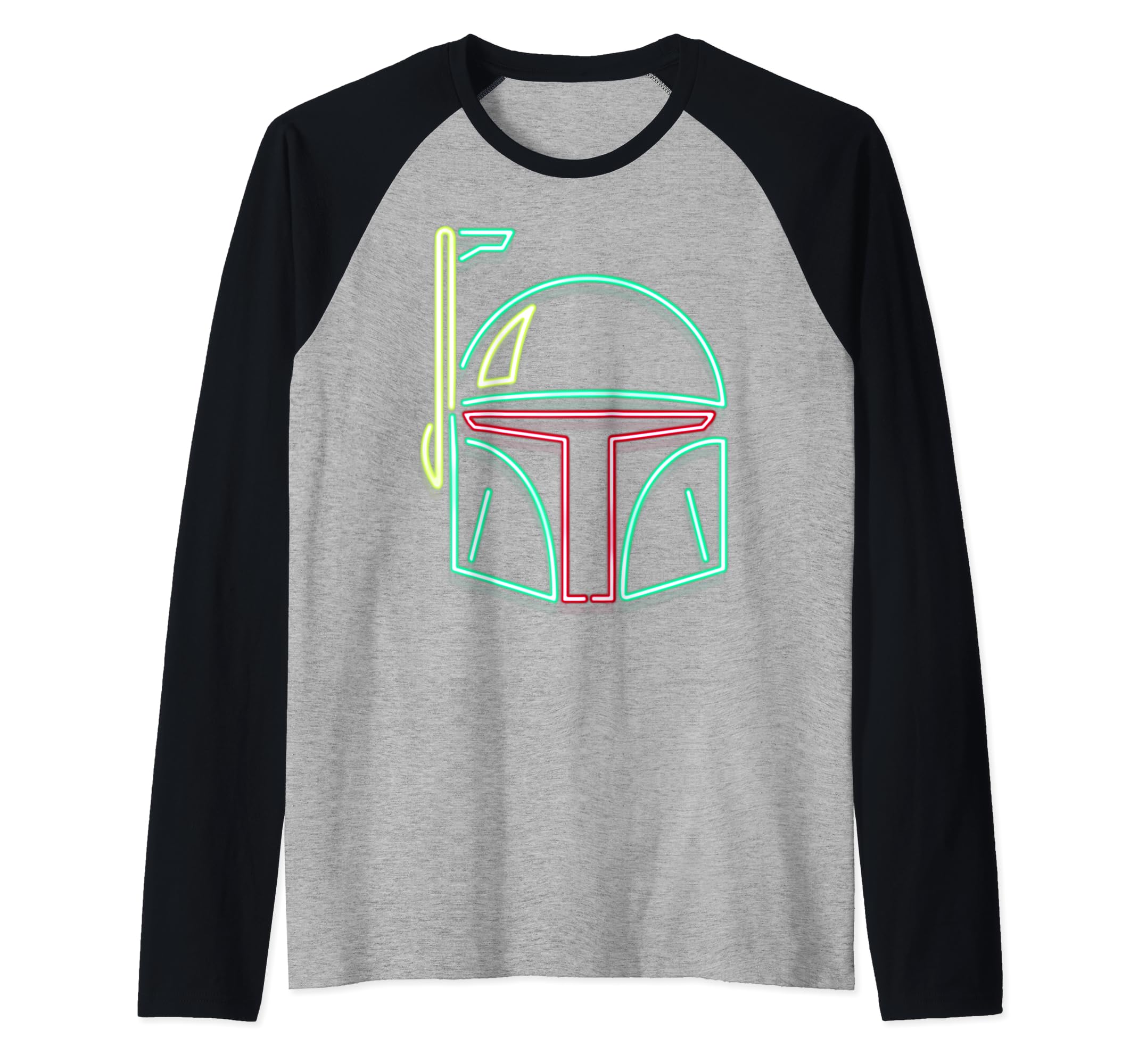 Star Wars Boba Fett Neon Light Helmet Raglan Baseball Tee