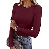 ANRABESS Women Long Sleeve Shirts Rib Knit Slim Fit Tops Basic Tee 2025 Fall Outfits Casual T-Shirt Underscrubs Layer Clothes