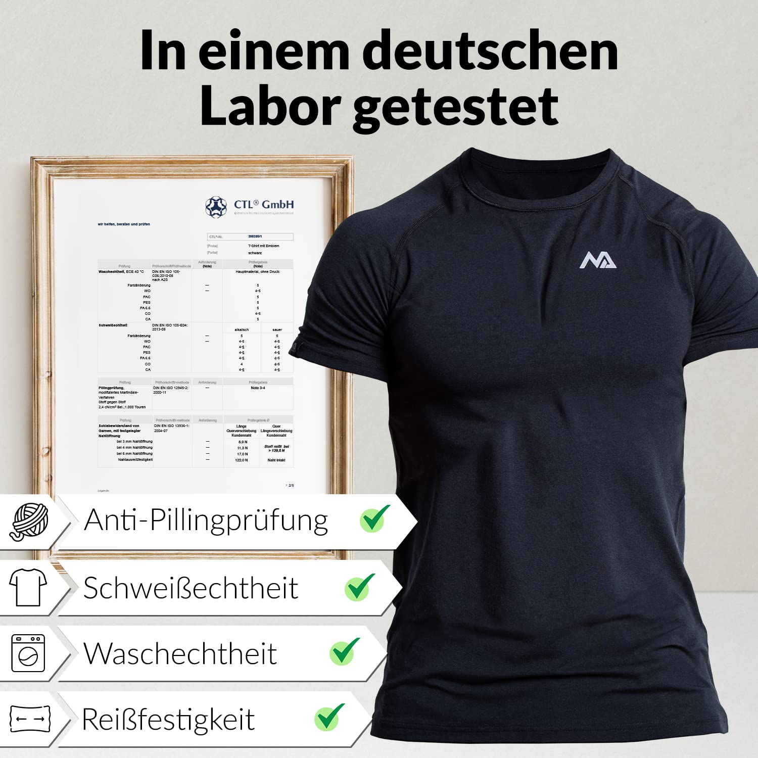 Herren Fitness T-Shirt modal - Männer Kurzarm Shirt für Gym & Training - Passform Slim-Fit, lang mit Rundhals, Schwarz, M 5