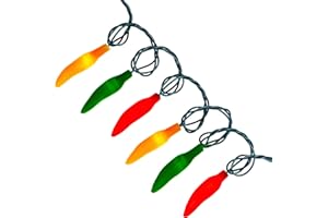 LUCKY SHINE 18FT Red Green and Yellow Chili Pepper String Lights, 35 LED Colored Decorative Lighting, for Kitchen, Patio, Window, Living Room, Garden.