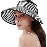 Women's Sun Visor Hats Wide Brim Straw Beach Hat Ponytail Hats for Women Foldable Floppy