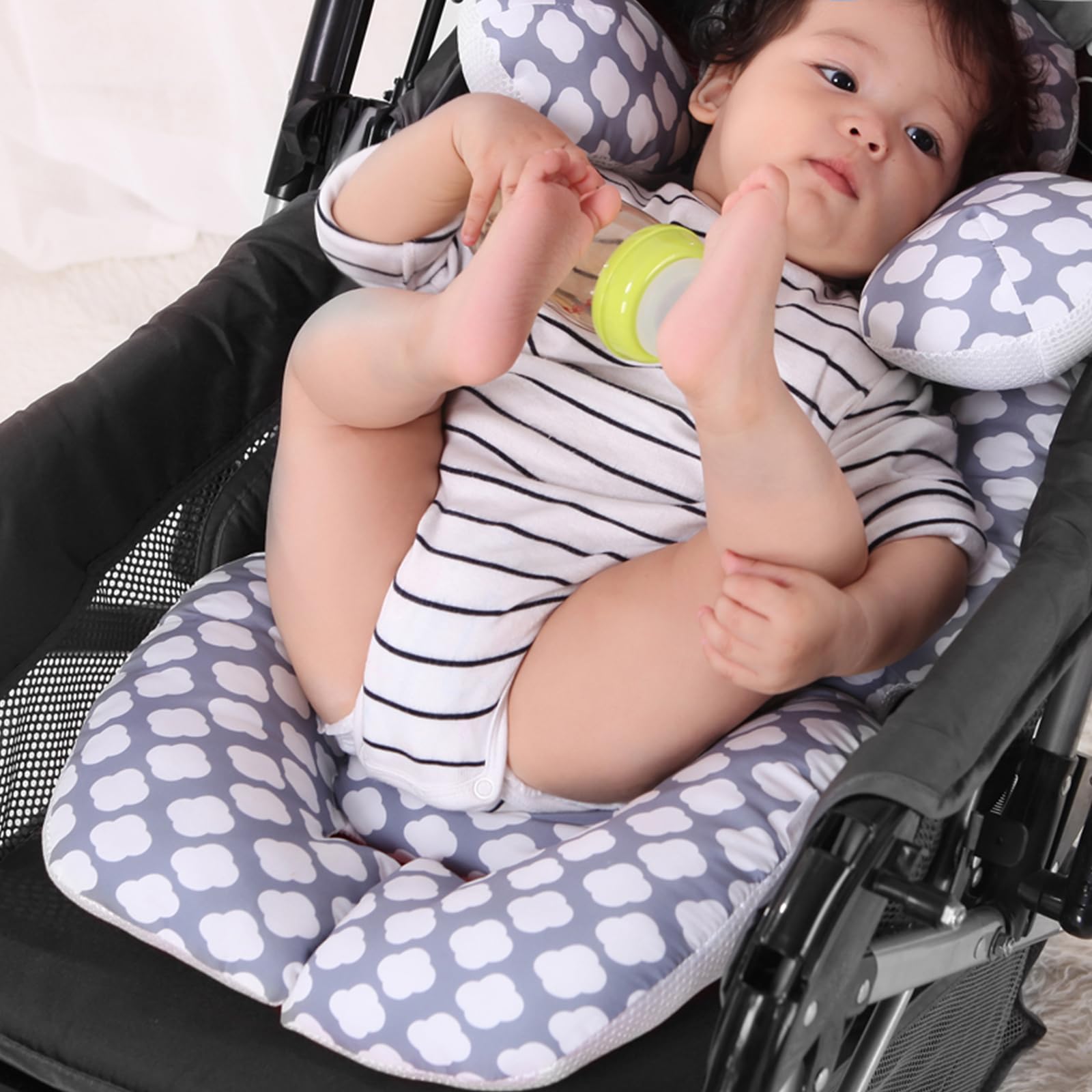 KAKIBLIN Soft Head Neck Support Cushion Pillow for Car Seat,Pushchair,Baby Carrier (Cloud)