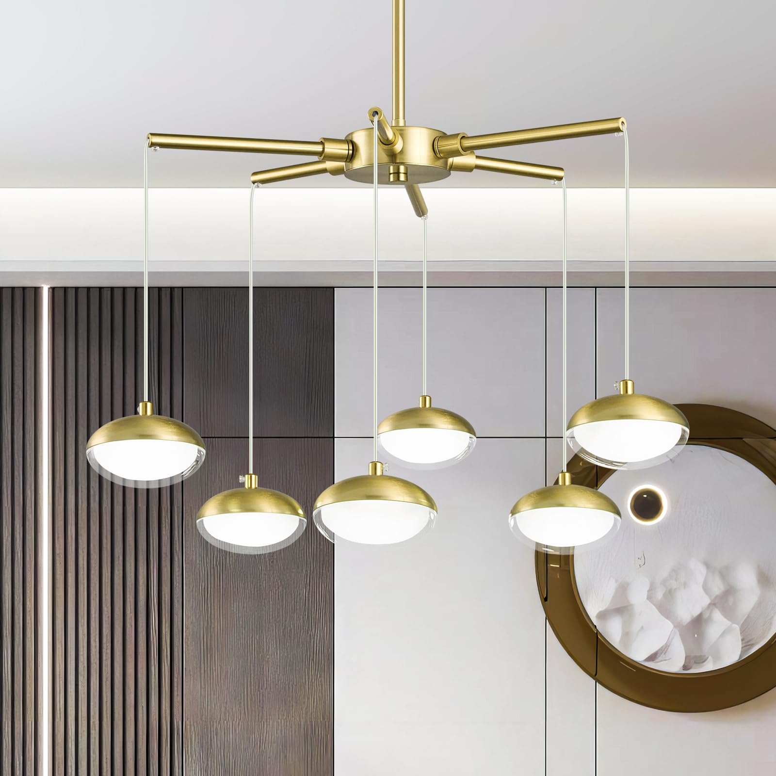 Mua Modern Gold Chandelier Light Fixture 6-Light Acrylic Sputnik ...
