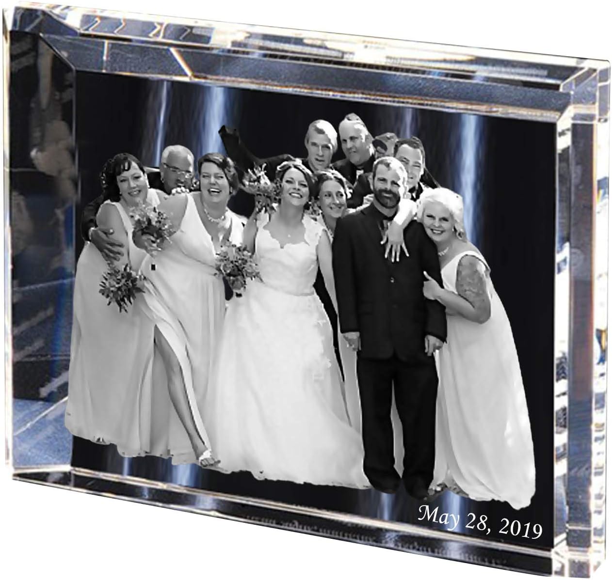 Lazertek-1366 Custom B&W Laser Engraved Crystal Memories Block Personalized for Birthdays, Christmas, Mother's Day, Valentine's Day or Any Other Special Occasion