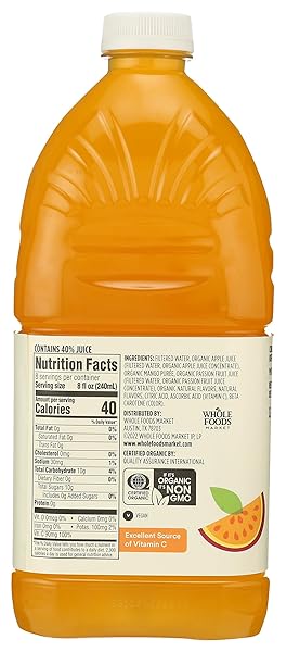 365 BY WHOLE FOODS MARKET, ORGANIC MANGO PASSIONFRUIT JUICE, REDUCED SUGAR, 64 FL OZ
