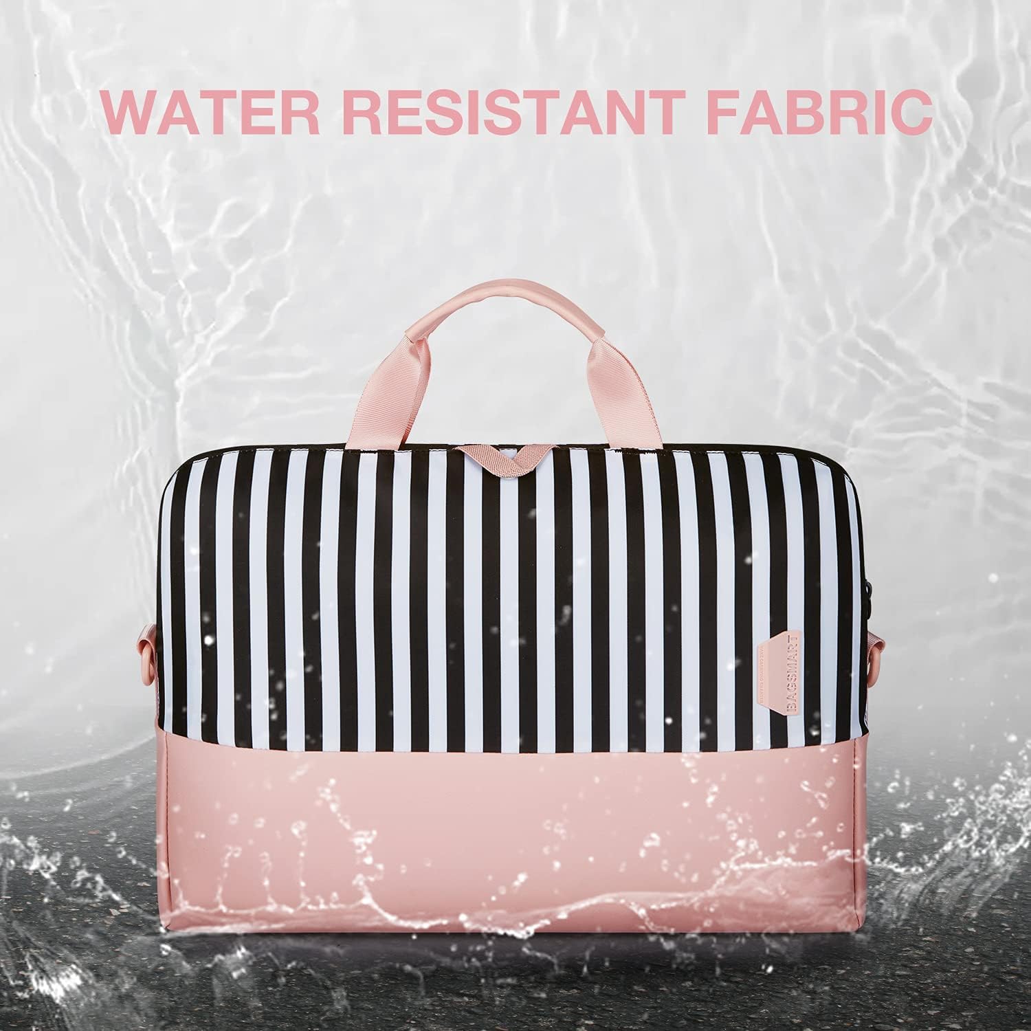 BAGSMART Laptop Bag for Women, 15.6 Inch Laptop Case Slim Computer, Work Briefcase, For Travel, Pink Stripes