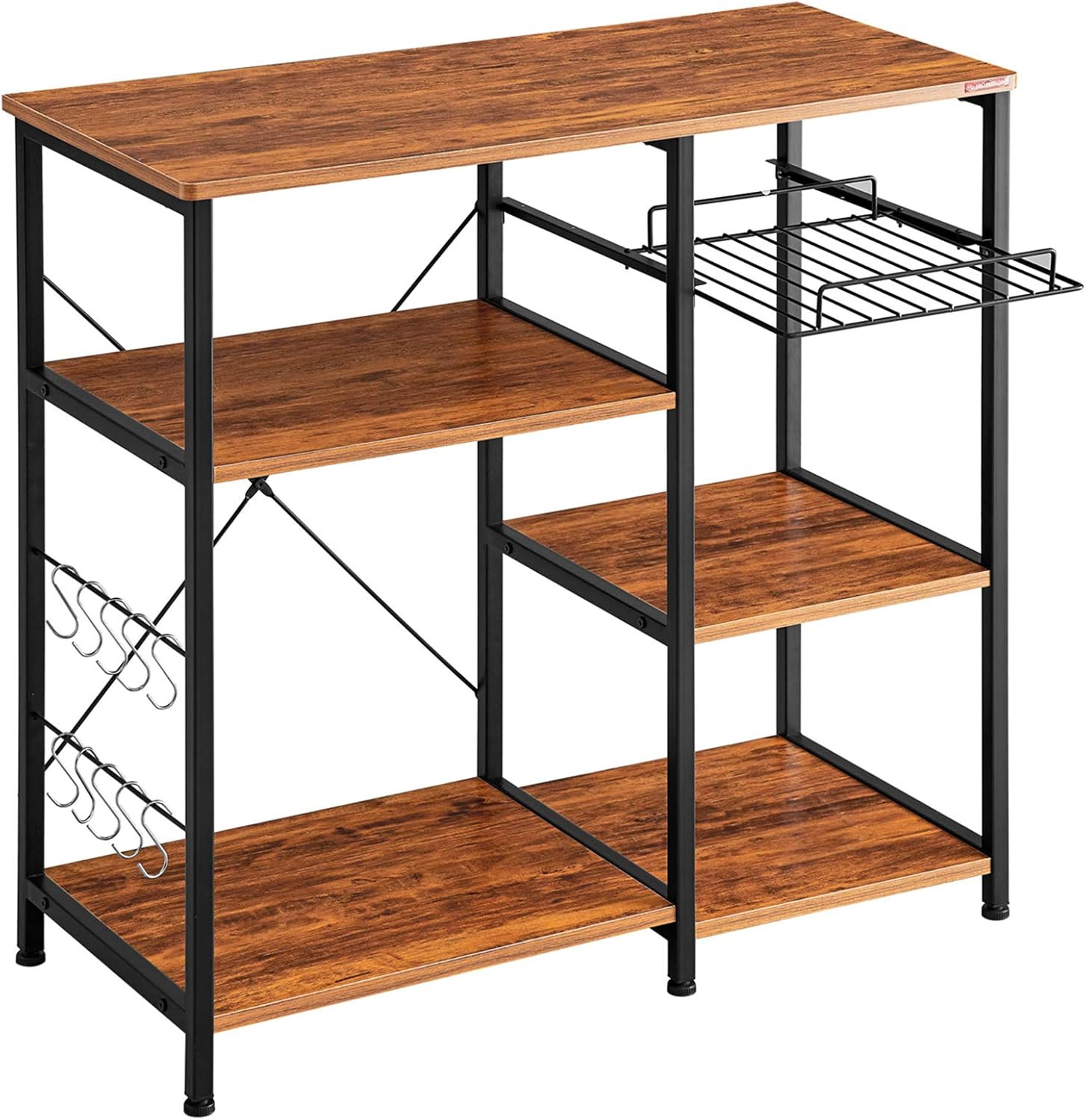Mr IRONSTONE Kitchen Baker's Rack Vintage Utility Storage Shelf Microwave Stand 3-Tier+3-Tier Table for Spice Rack Organizer Workstation - Standing Baker's Racks