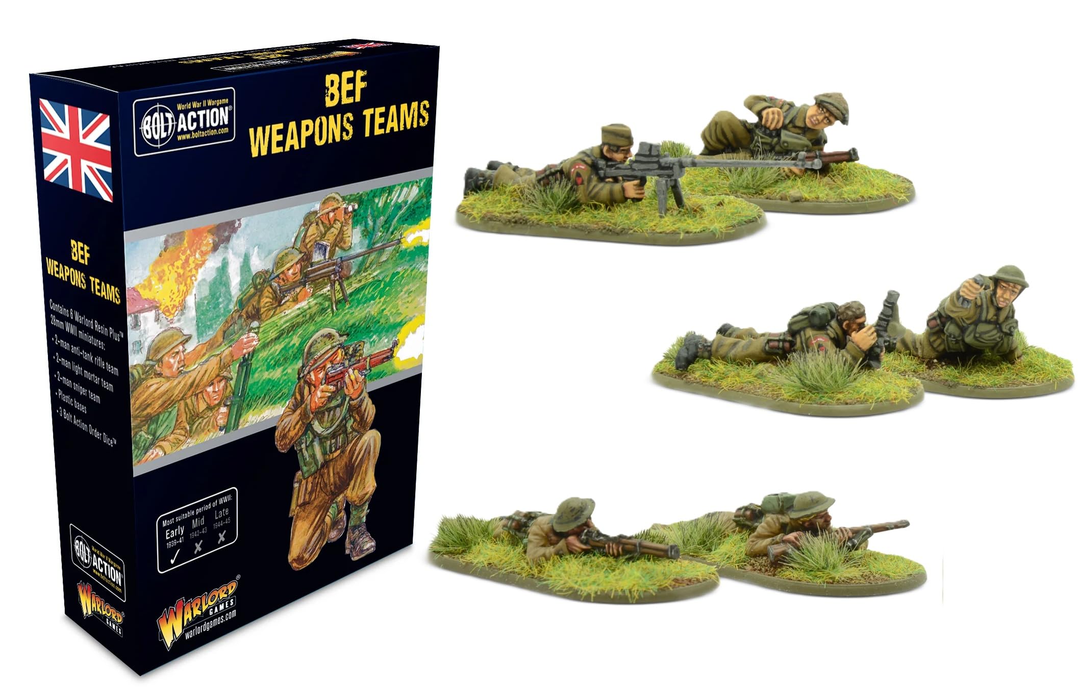 Warlord Games BEF Weapons Teams - 28mm Scale Miniatures for Bolt Action Highly Detailed World War 2 Miniatures for Table-top Wargaming