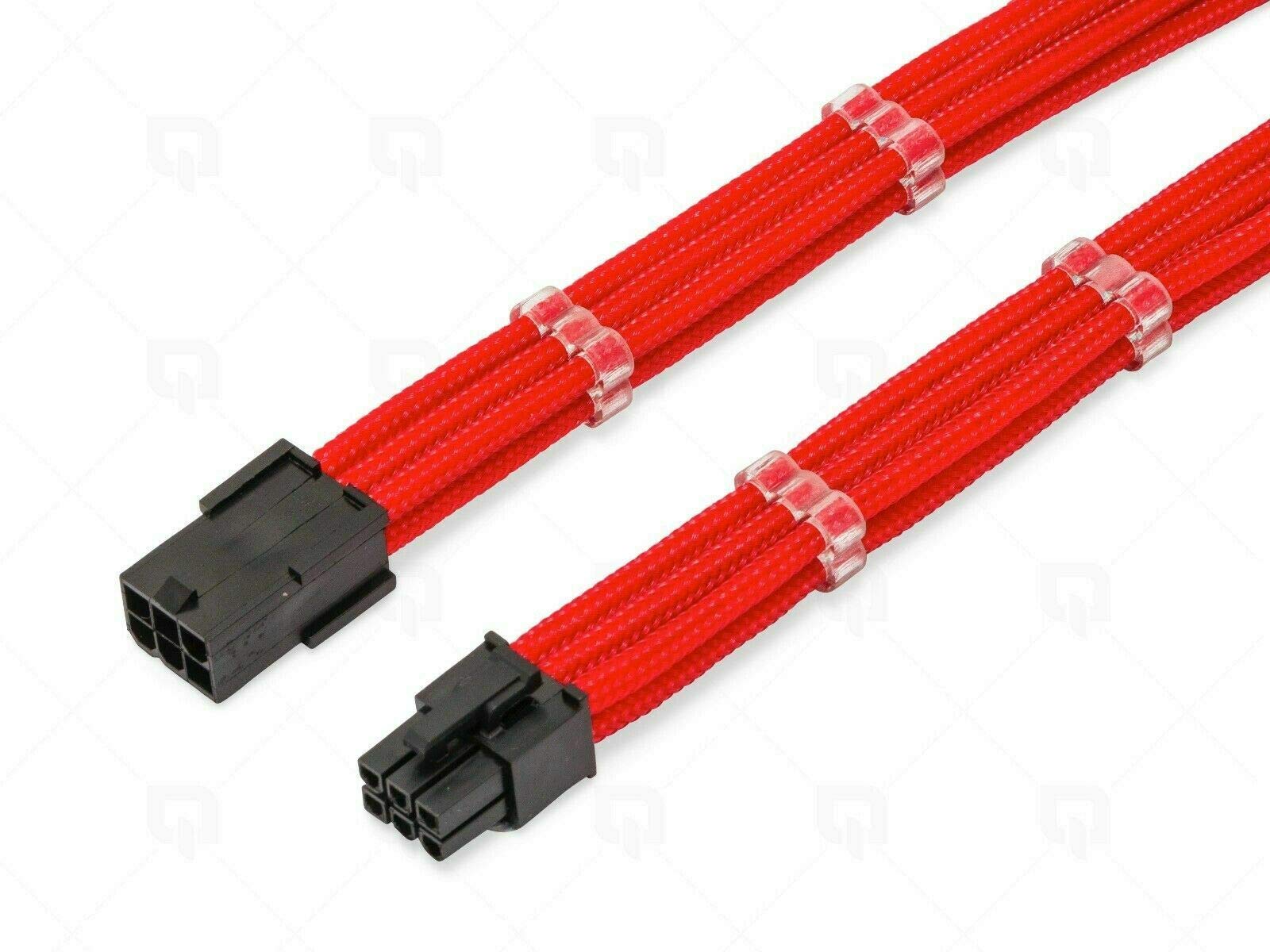 Shakmods 6 Pin PCIE GPU Graphics Card Sleeved Extension Cable 30cm + 2 Cable Combs (Red)