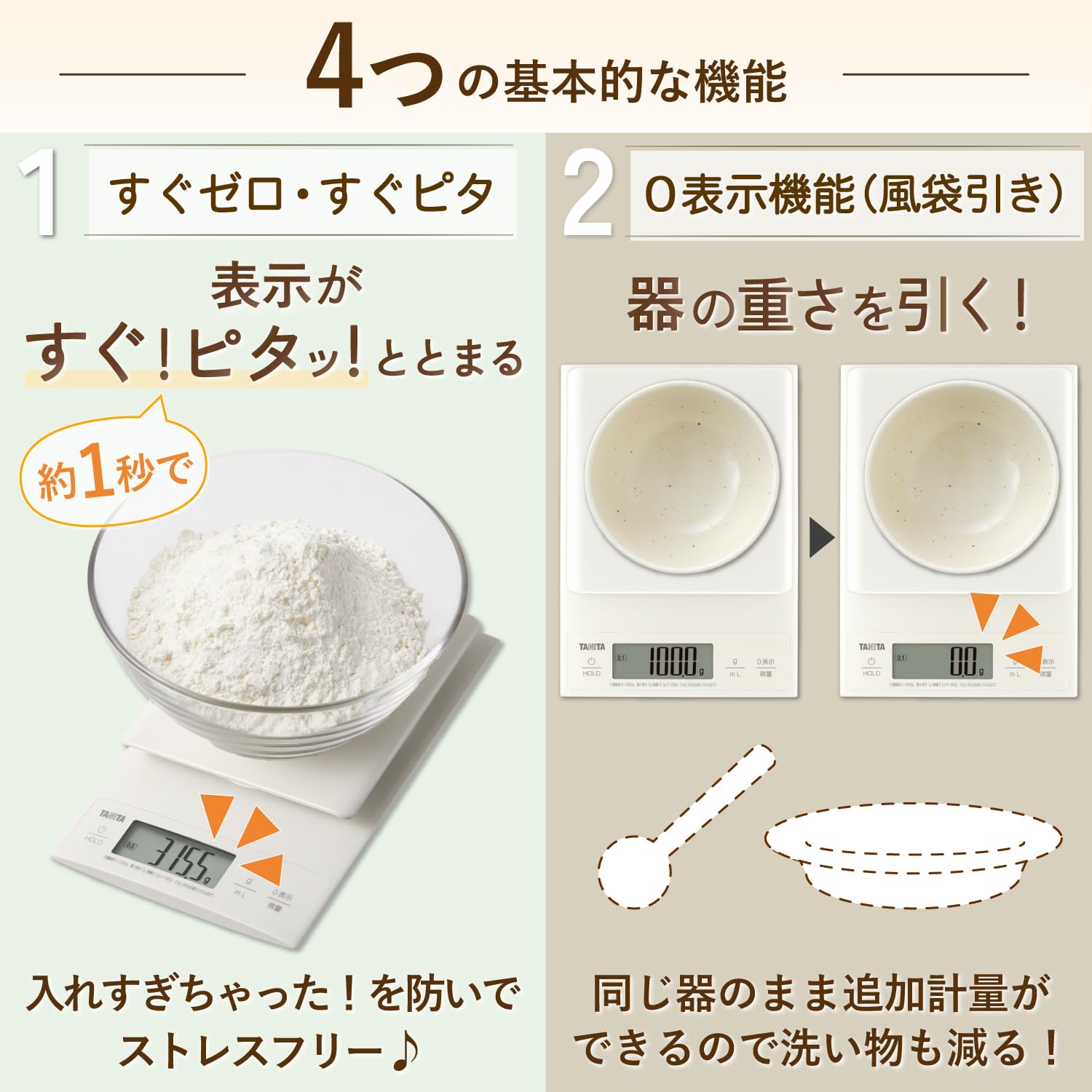 Tanita Digital Cooking Scale KJ-304 Kitchen Scale, 0.04 oz (0.1 g), 6.6 lbs (3 kg) mL HOLD Frima Milk Can Be Removed