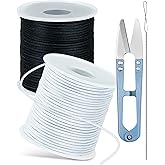 FIVEIZERO 2 Rolls Elastic Bracelet String Total 330 Feet,1.0mm,1.2mm,1.5mm Elastic Cord for Beading Stretchy String with Beading Needle for Bracelets, Sewing, Necklace, Jewelry Making and Crafts